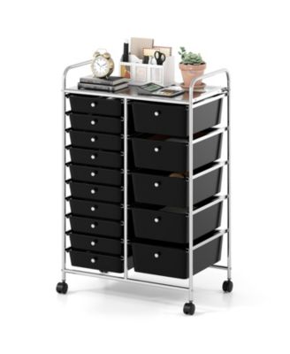 Rolling Storage Cart 15-Drawer Trolley with Chrome Plated Metal Frame