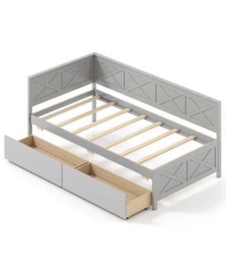 Pine Wood Twin Daybed with Storage Drawers