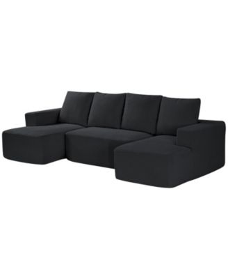 Corduroy U-Shaped Modular Sectional Sofa with Chaise, 1200 lbs Capacity, 100.7 x 49.6 in