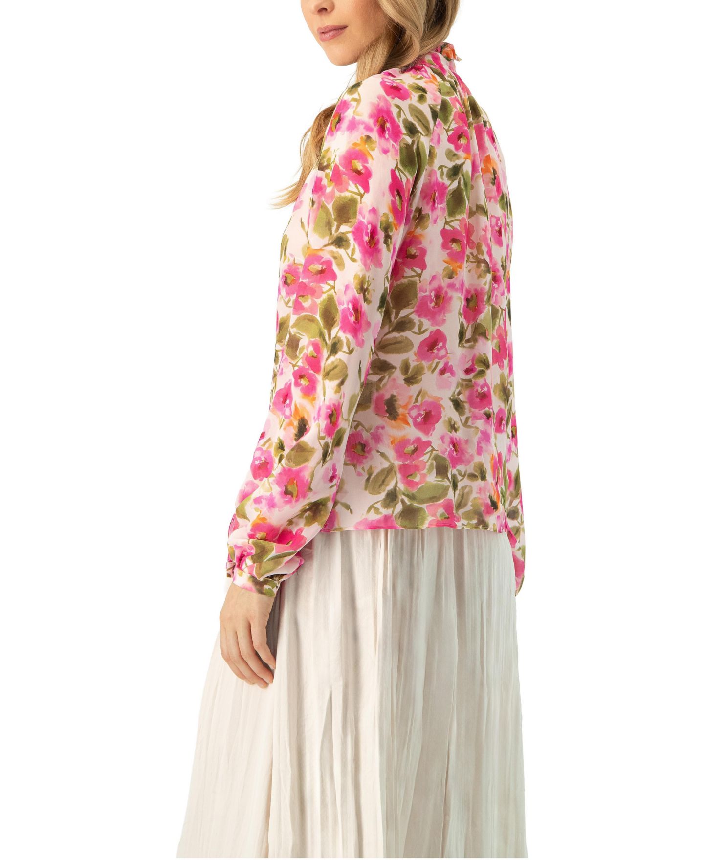 Женская блузка Ivonne Floral High Neck, цвет: Разноцветный розовый — фото 2