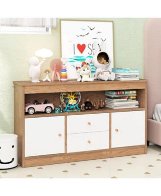 Kids Toy Storage Organizer with Open Shelf and 2 Drawers for Playroom.