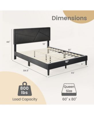 Queen Size Upholstered Platform Bed Frame with High Headboard