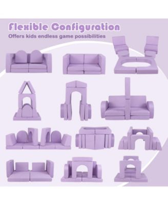 8-Piece Modular Kids Play Couch with Comfy Suede Fabric