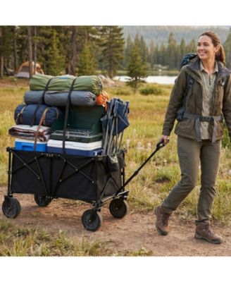 38 Inch 400 LBS Heavy-Duty Collapsible Wagon Cart with Adjustable Handle for Camping Garden