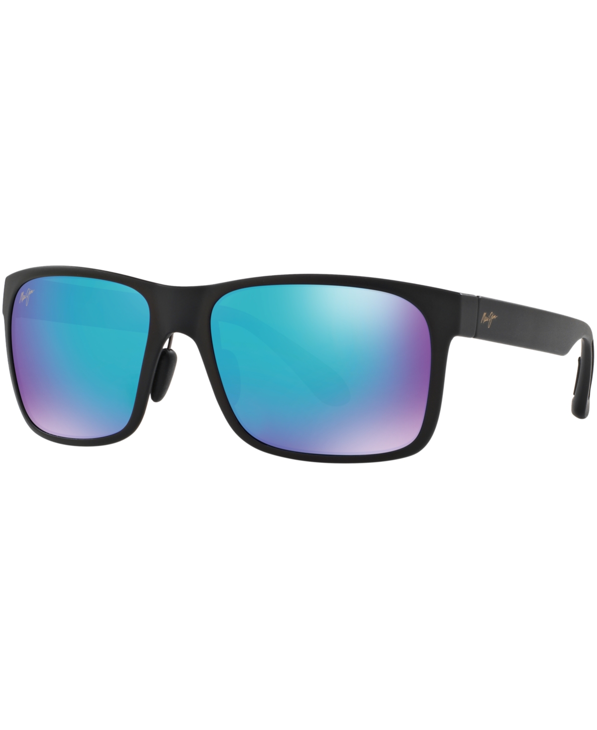 Maui Jim Red Sands Polarized Sunglasses , 432 Blue Hawaii Collection In Black Matte,blue Mirror Polar