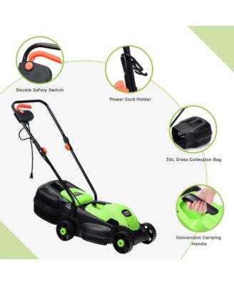 13 Inch Electric Push Lawn Corded Mower with Grass Bag