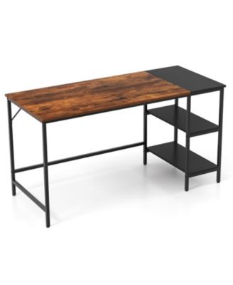 55 Inch Modern Industrial Style Study Writing Desk with 2 Storage Shelves
