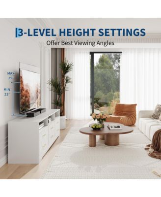 Home 32" to 80" Entertainment Center, Wood Media Console Dresser with 6 Drawers and Adjustable Bracket.