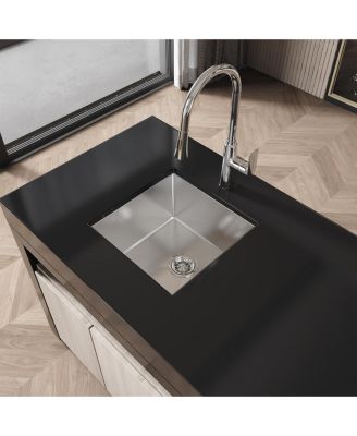 Stainless Steel Kitchen Sink, Single Bowl, Undermount HandmadeSink in Brushed Nickel, with US Standard Drain and Hook