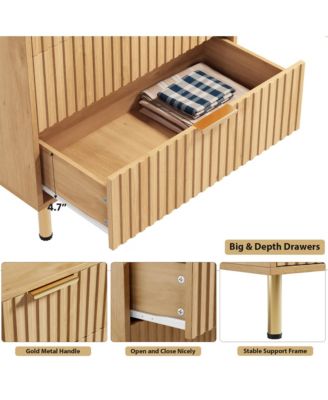 48" Tall 5 Drawer Chest of Drawers for Bedroom, Fluted Storage Dresser with Wide Top.