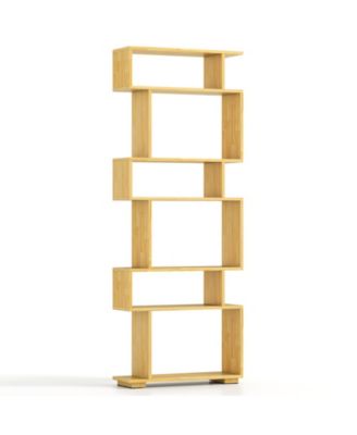 6-Tier Geometric Bookshelf with 2 Anti-Tipping Kits for Home Office