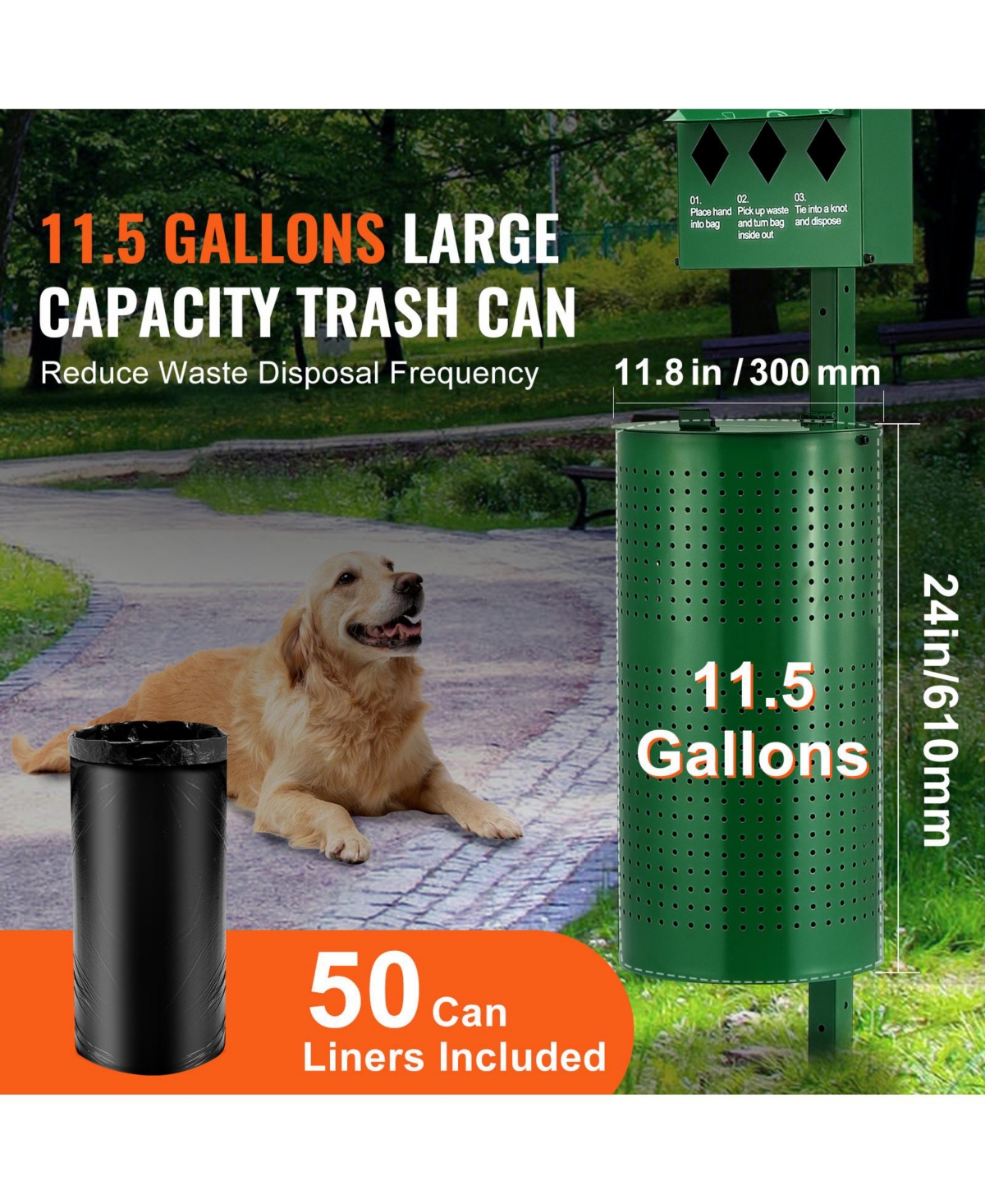 Cozito Dog Waste Station 11.5 Gallon 600 Bags Commercial Outdoor
