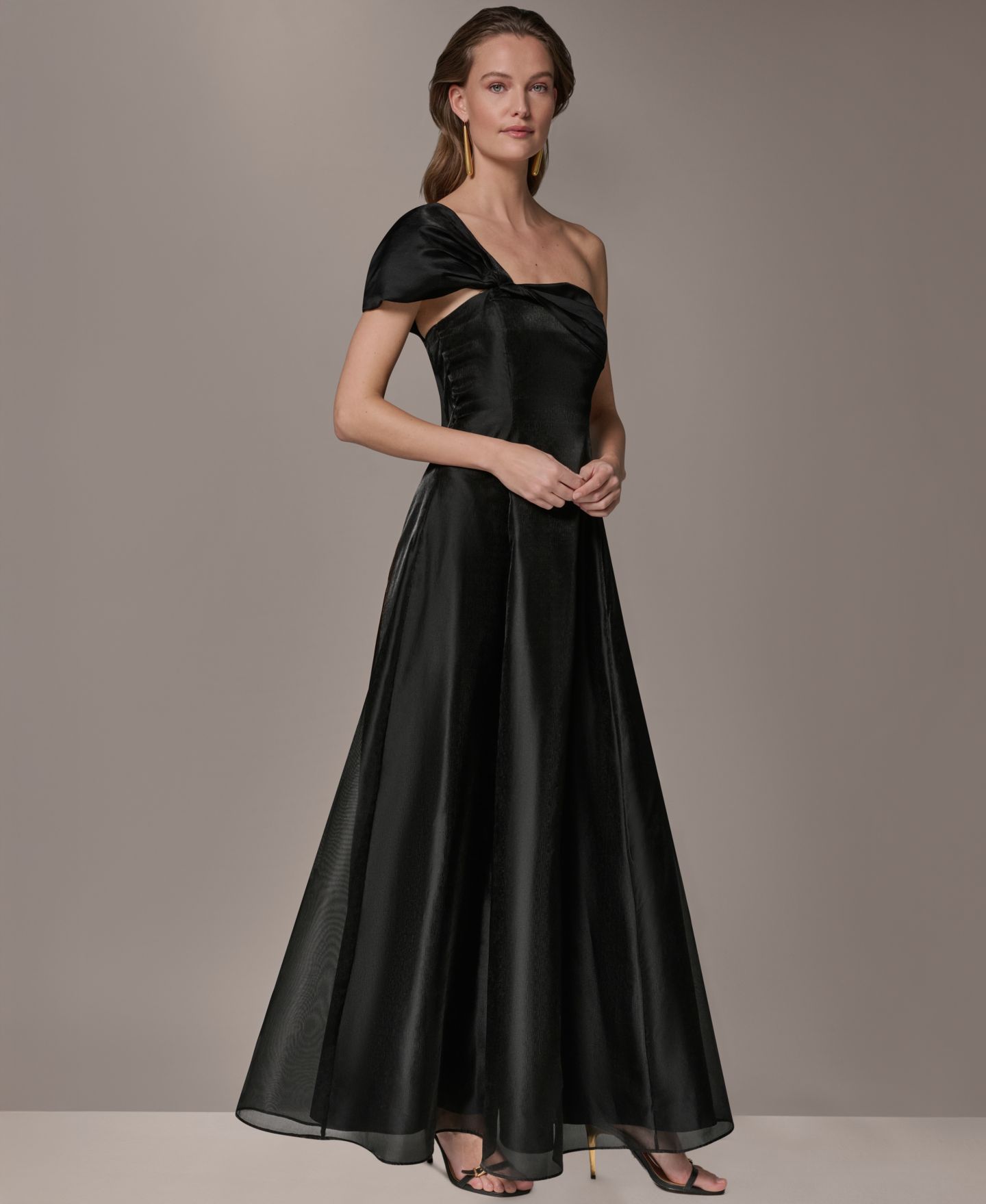 Женское платье Donna Karan New York Asymmetric-Neck One-Shoulder Gown, цвет: Чёрный — фото 3