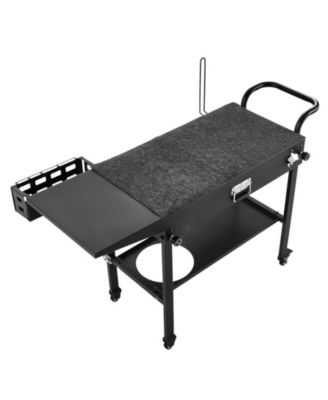 Foldable Outdoor Grill Cart 31x17 Inch with Side Table and Hooks