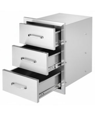 Stainless Steel Triple BBQ Drawers, Flush Mount