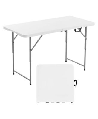 4 Ft Fold-in-Half Folding Table with Adjustable Height and Carry Handle