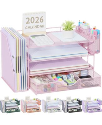 Desk Organizer File Holder 4-Tier Drawer Pen Paper Storage