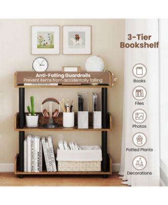 3-Tier Bookshelf with Anti-Tipping Kit and Industrial Storage Unit for Living Room