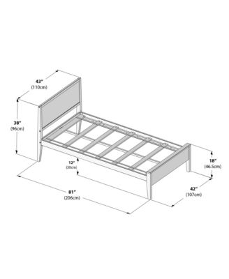 Twin Bed Frame, Solid Wood Classic Platform Bed with Panel Headboard for Kids