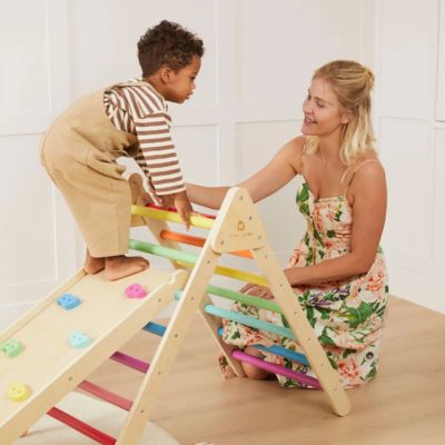 Tiny Land Pikler Triangle Set, 7-in-1 Wooden Montessori Climbing