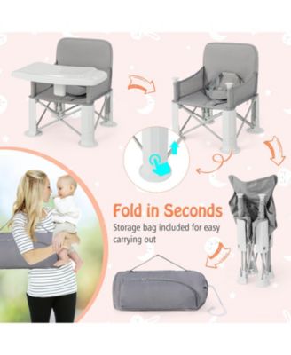 Portable Baby Booster Seat with Straps and Double Tray