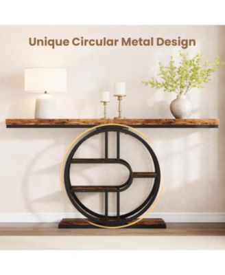 55" Entryway Table, 5-Tier Console Tables for Entryway, Industrial Narrow Sofa Tables with Storage for Living Room, Long Entry Hallway Table