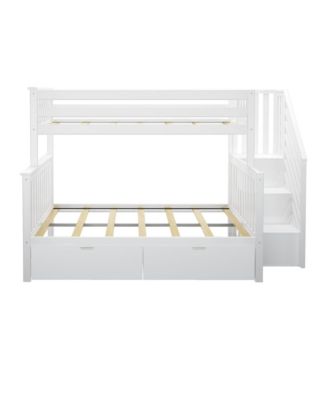 Twin over Full Staircase Bunk Bed with Storage Drawers