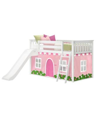 Low Bunk With Easy Slide  Farmhouse Curtain