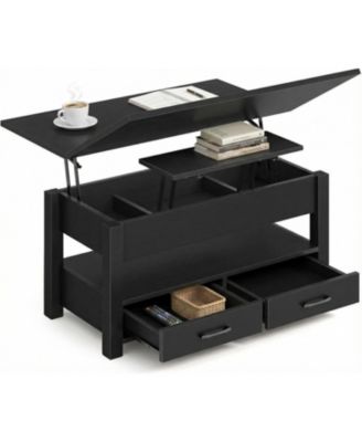 Black Lift Top Coffee Table with Storage, Multi-Function Convertible Coffee Table for Living Room, Adjustable Height