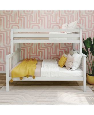 Solid Wood Bunk Bed, Twin over Full with Ladder on End for Kids