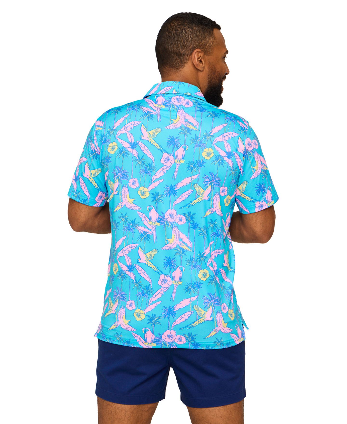 Мужское поло Chubbies Flock Party Printed Polo Shirt, цвет: Бирюзовый / Аквамариновый — фото 3