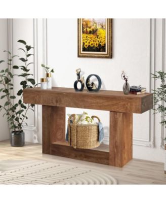 63" Wood Console Table for Entryway, Rectangular Sofa Table Behind The Couch, Modern Farmhouse Console Tables for Entrance, Hallway