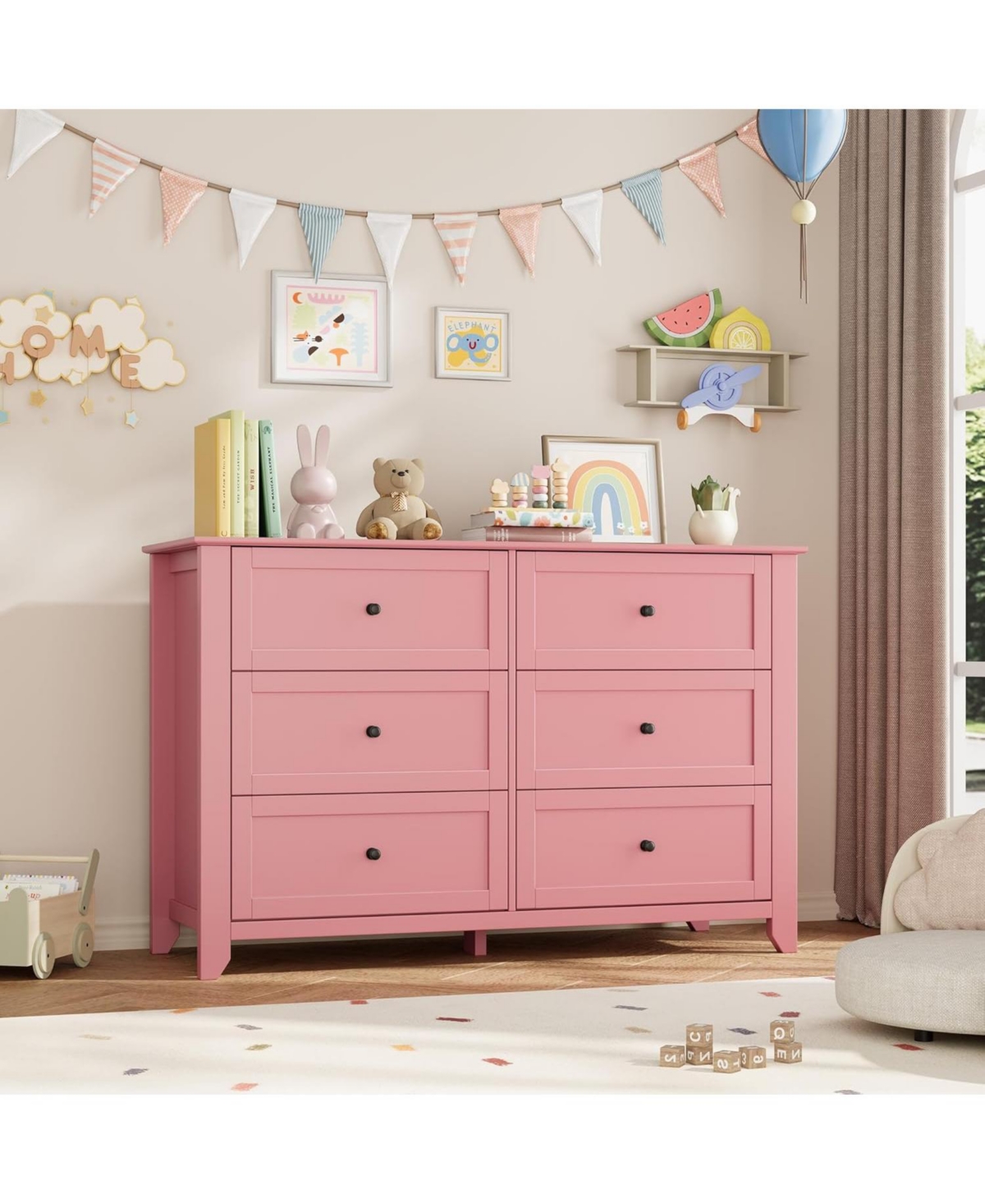 gaomon 6 Drawer Dresser for Bedroom, Dresser with Deep Drawers and Metal Knobs, Large Modern Wooden Chests of Drawers for Entryway