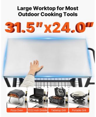 Stainless Steel Outdoor Grill Cart  with Mesh Shelves