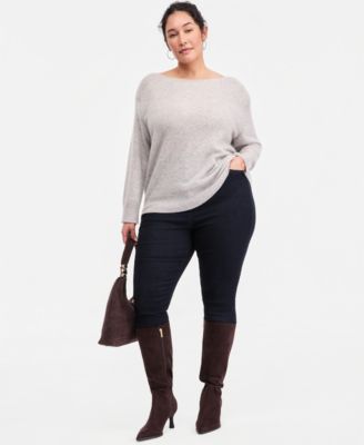Plus Size 100% Cashmere Boat-Neck Sweater