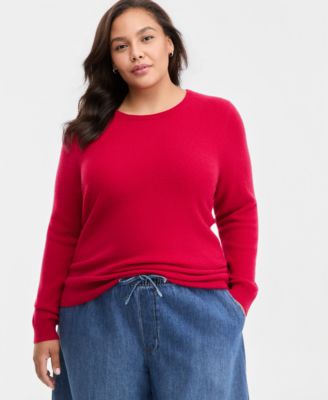 Plus Size 100% Cashmere Crewneck Sweater