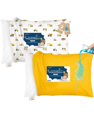 2-Pack Waterproof Toddler Pillowcases for 13x18 Pillow, Soft Waterproof Kids Pillow Protector Cover for Sleeping, Durable