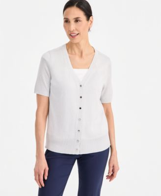 Women's Short-Sleeve V-Neck Cardigan