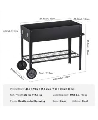 42.5 x 19.5 x 31.5 in Galvanized Metal Raised Planter Box