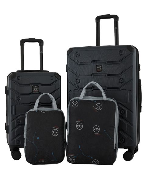 Чемоданы Wrangler Trailway 4-Piece Hardside Luggage Set, цвет: Чёрный