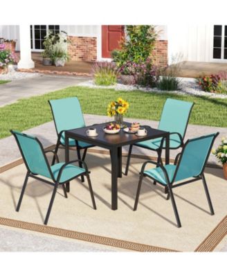 Stackable Patio Dining Chairs Set of 2 with Breathable Fabric Seat