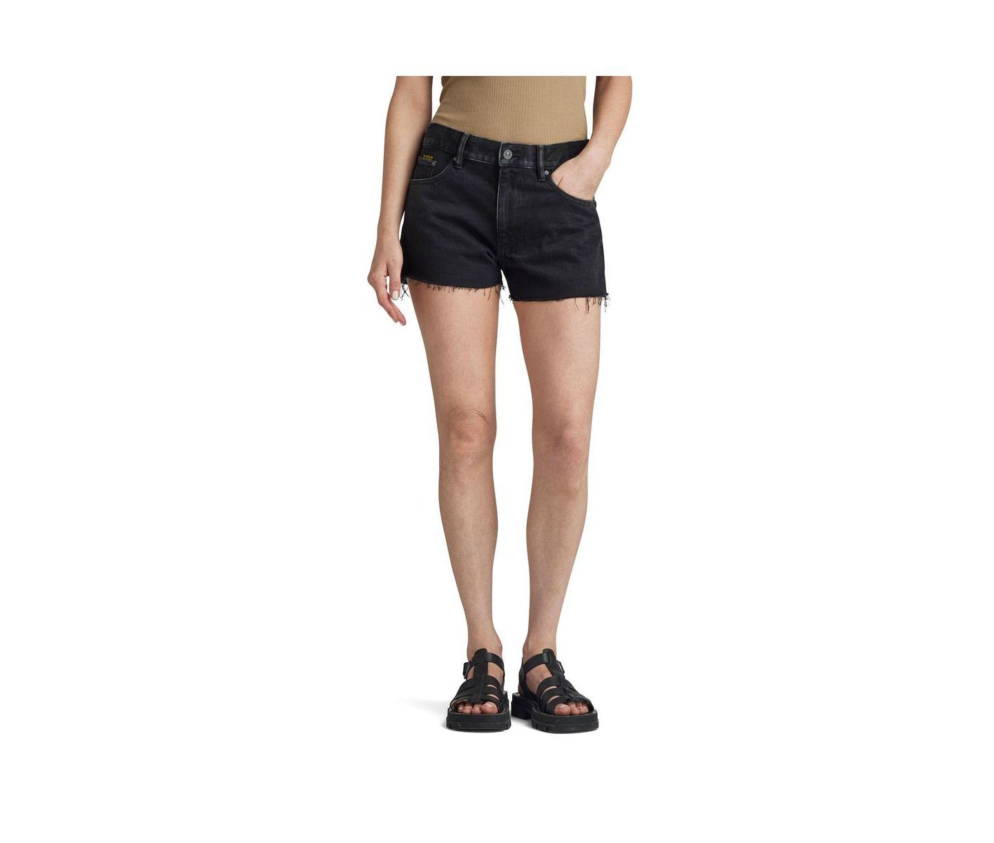 Женские шорты G-Star True Shorts Raw Edge, цвет: Угольно-чёрный — фото 1