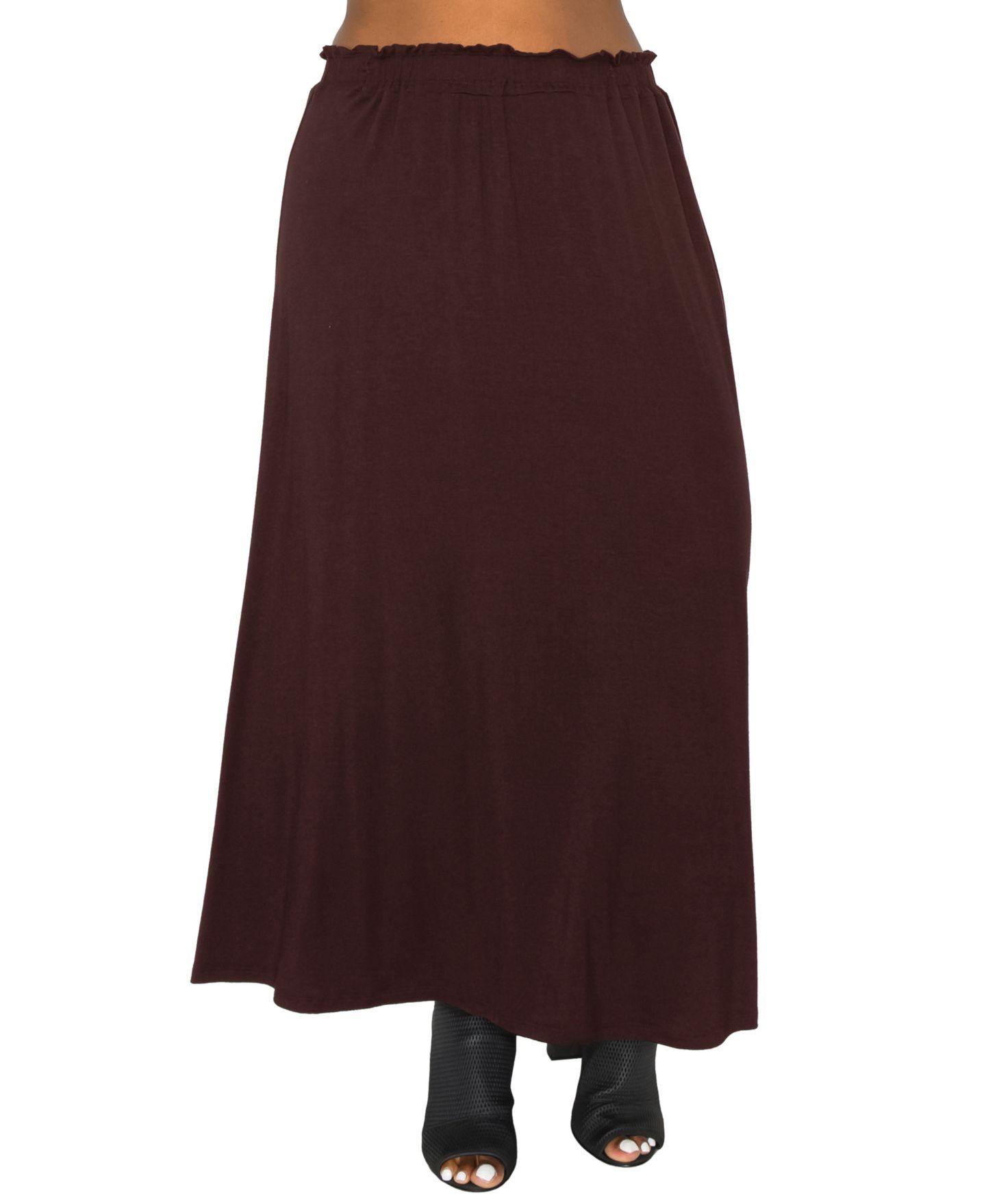 Женские юбки COIN 1804 Plus Size Elastic Waistband Maxi Skirts, цвет: Коричневый — фото 3