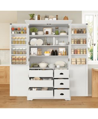 Shaker Pantry Cabinet w Drawers, Doors, Shelves, Trays