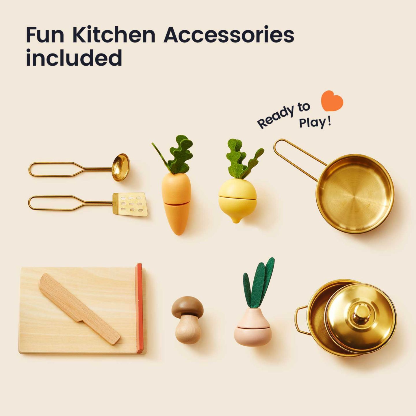 Детская игрушка Tiny Land Mediterranean Interactive Wooden Play Kitchen, Ages 3+, цвет: Коричневый — фото 7