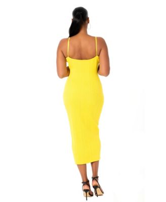 yellow bodycon dress midi Smooth Talker Strapless Bodycon Midi Dress