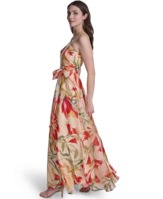 eliza j one shoulder red dress Eliza J Petite One-Shoulder Sequin High-Low Dress