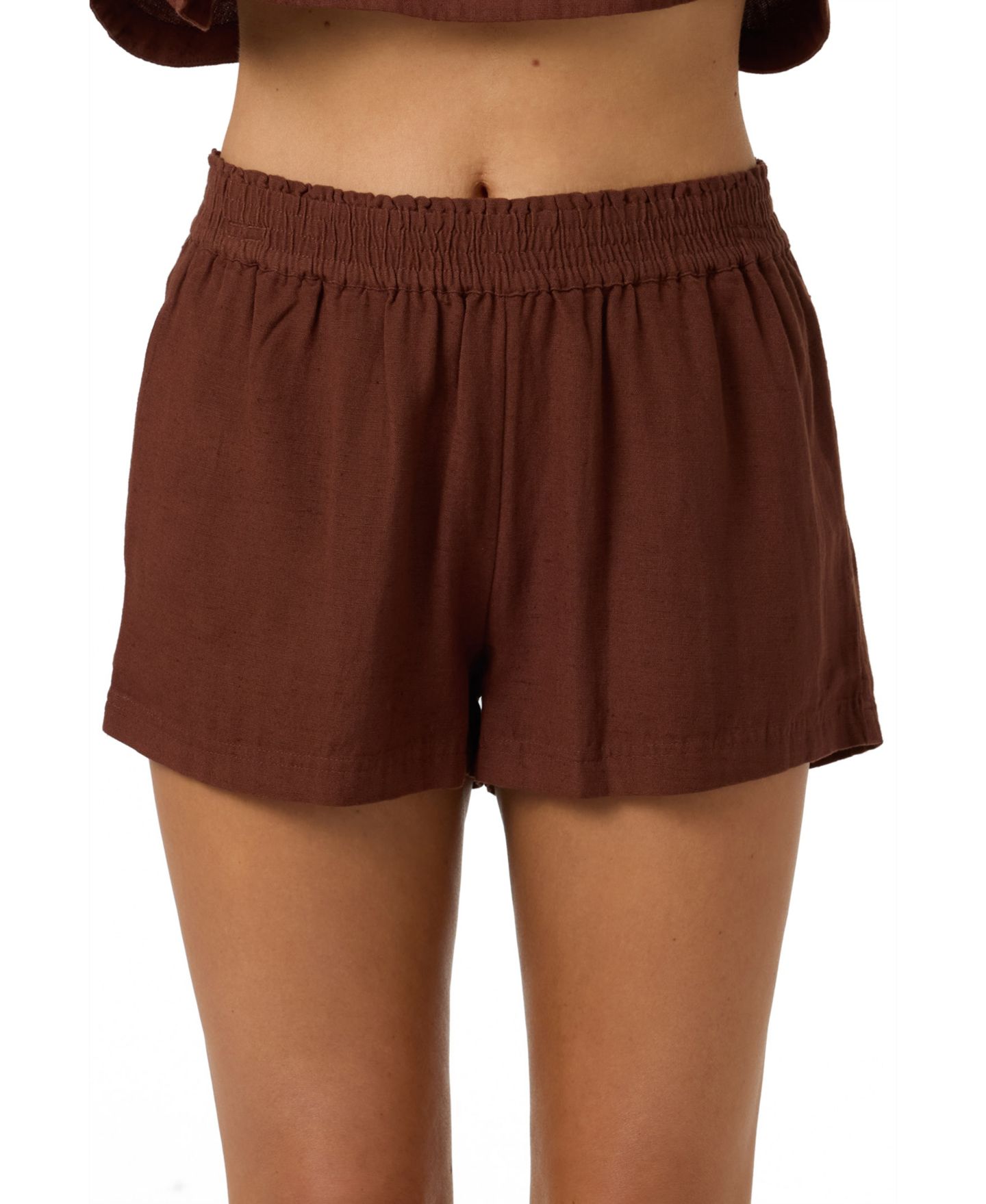 Женские шорты O'Neill Sanders Smocked Waistband Pull-On, цвет: Кокосовый коричневый — фото 3
