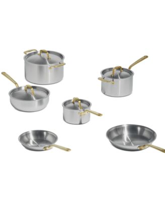 Antique Brass Stainless Steel Clad 10-Piece Cookware Set