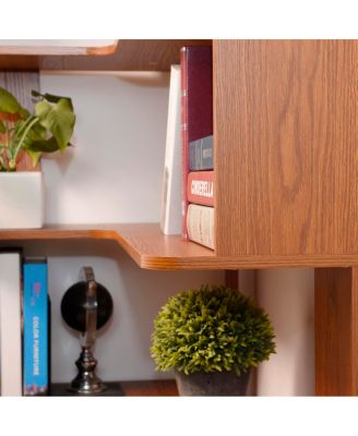 90cm L-Shape 5-Tier Corner Bookshelf with Anti-Tip